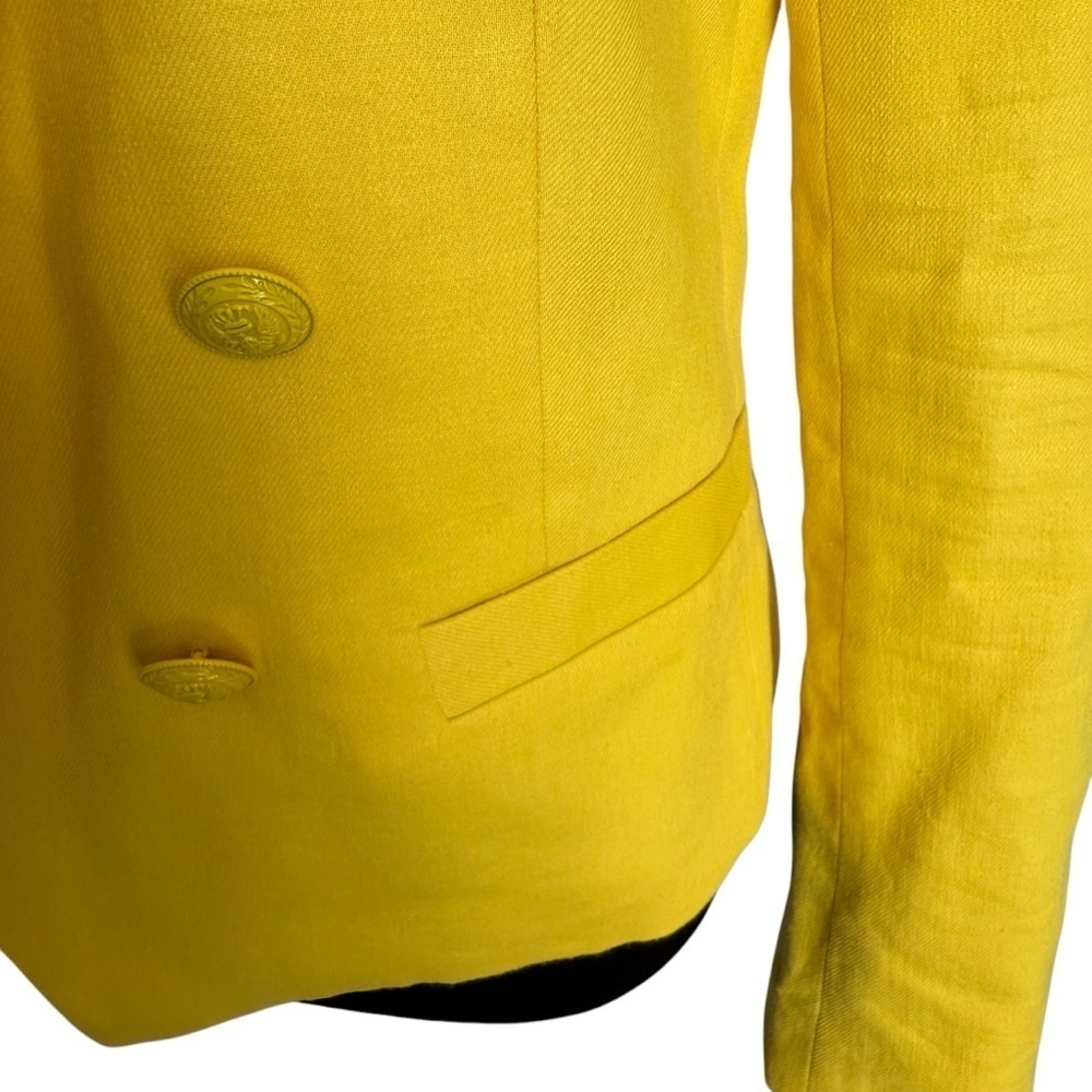 L’Agence Brooke Yellow Linen Blazer Cropped Gold Button Designer Size 2 - Picture 8 of 12